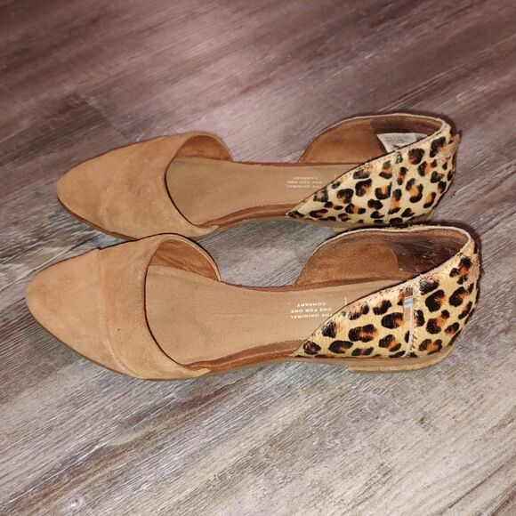 Toms Womens Brown suede and calf hair Leapord Print flats  Sz 6.5 Rare Find - Picture 3 of 7
